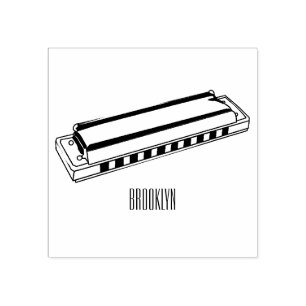 Harmonica cartoon illustratie 	rubberstempel
