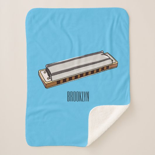 Harmonica cartoon illustratie sherpa deken (Voorkant)