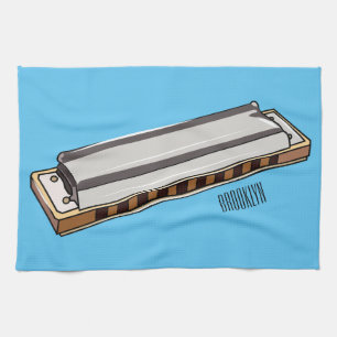 Harmonica cartoon illustratie theedoek