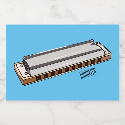Harmonica cartoon illustratie voedselcontainer etiket (Enkel label)