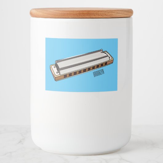 Harmonica cartoon illustratie voedselcontainer etiket (Voorkant)
