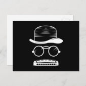 Harmonica Hat Music Instrument Blues Briefkaart (Voorkant / Achterkant)