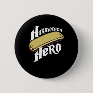 Harmonica Hero Instrument Band Blues Music Gift Ronde Button 5,7 Cm