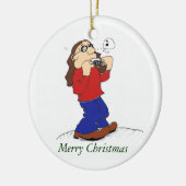 Harmonica Man kerstversiering Keramisch Ornament (Links)