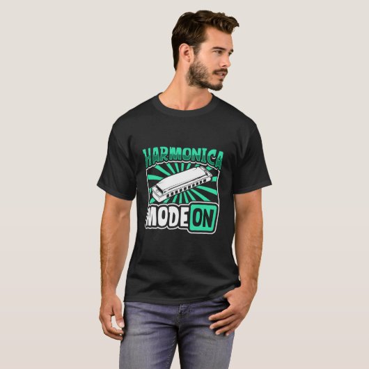 Harmonica Mode On Harmonica Player T-shirt (Voorkant volledig)