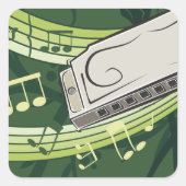 Harmonica Music Vierkante Sticker (Voorkant)