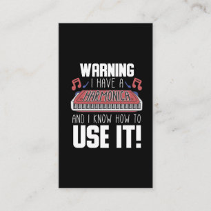 Harmonica Player Warning Blues Music French Harp Visitekaartje