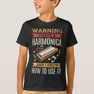 Harmonica  Retro Funny Harmonica Player Gif T-shirt