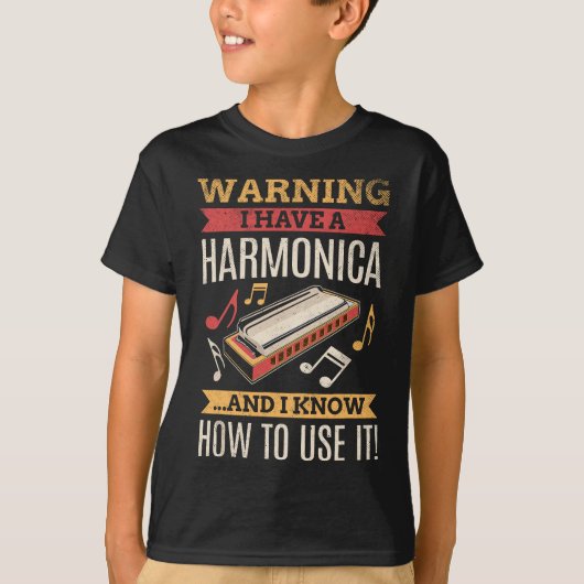 Harmonica  Retro Funny Harmonica Player Gif T-shirt (Voorkant)
