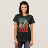 Harmonica Retro Harmonicist Harp Player T-shirt (Voorkant volledig)