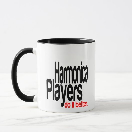 Harmonica spelers doen het beter grap mok (Links)