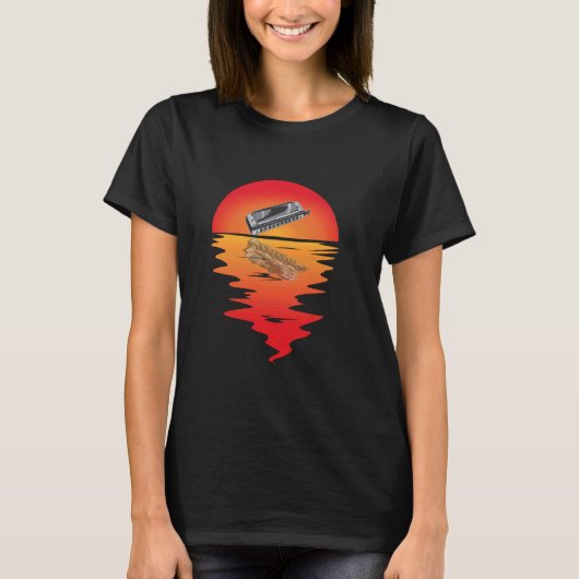 Harmonica  Sunset Harmonica Player Harmonic T-shirt (Voorkant)