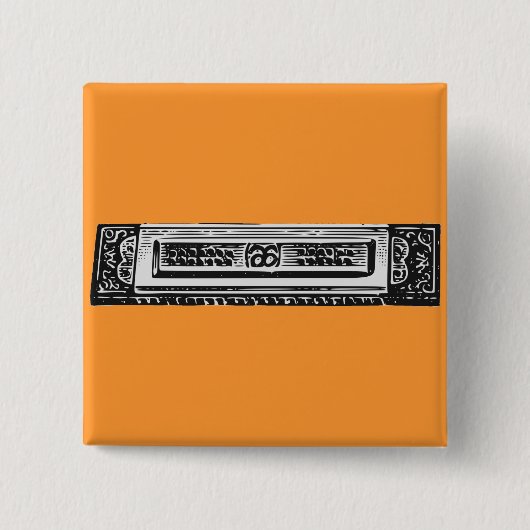 Harmonica Vierkante Button 5,1 Cm (Voorkant)