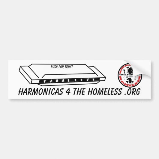 Harmonica voor daklozen bumpersticker (Voorkant)