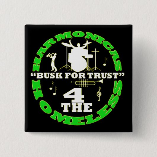 Harmonica voor daklozen vierkante button 5,1 cm (Voorkant)