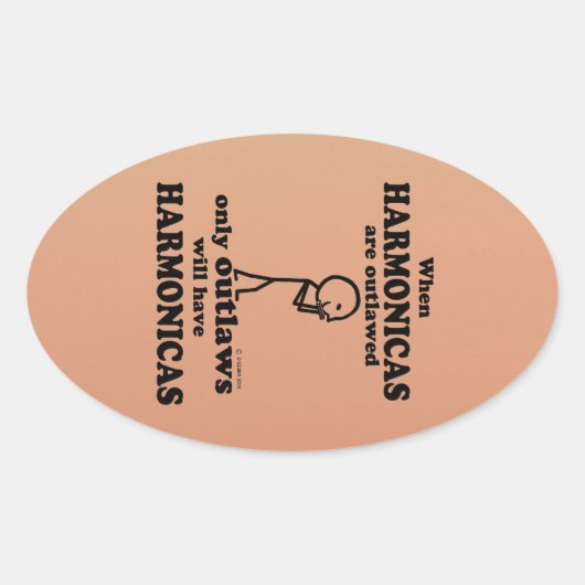 Harmonicas Verboden ovale Sticker (Voorkant)