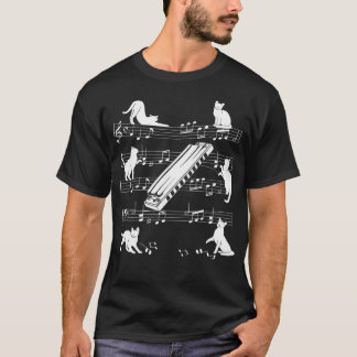 Harmonicaspelende Katten Voor Kat Minnende Harmoni T-shirt