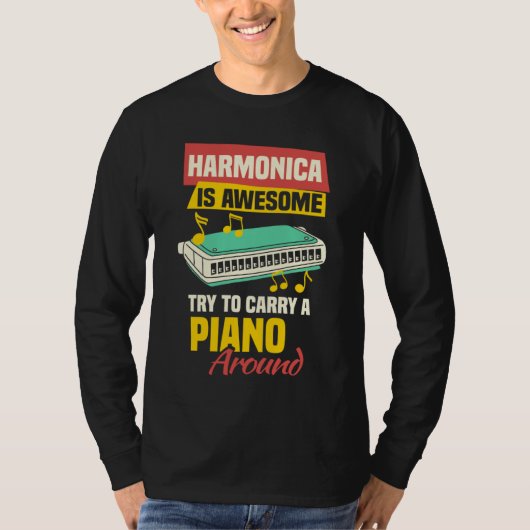 Harmonicist Mouth Organ & French Harp Harmonica Pl T-shirt (Voorkant)