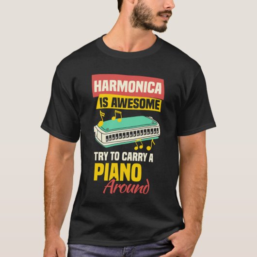 Harmonicist Mouth Organ & French Harp Harmonica Pl T-shirt (Voorkant)