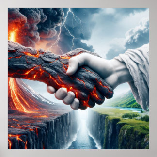 Harmonie au Chaos - Poster d'une poignée de main é