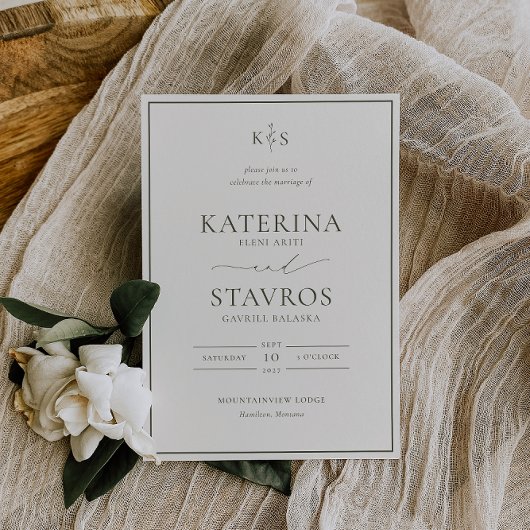 HARMONIE Faire-part de mariage vert olive