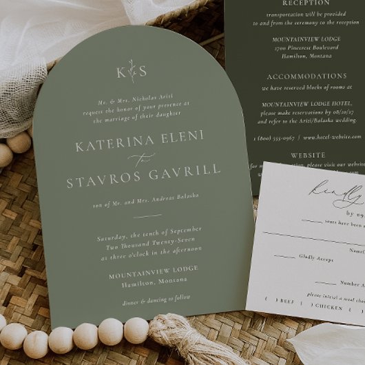 HARMONIE | Faire-part de mariage vert Sage