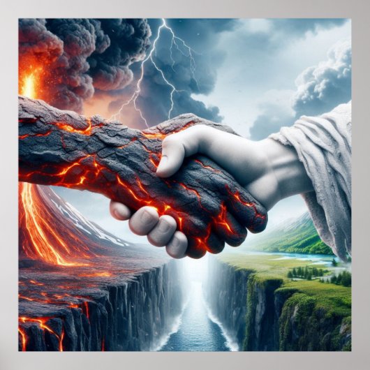 Harmonie in Chaos - Elemental Handshake Poster (Voorkant)