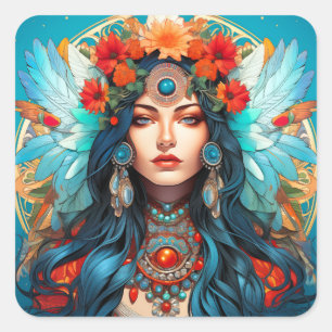 Harmonie in erfgoed - Art Nouveau Design Vierkante Sticker