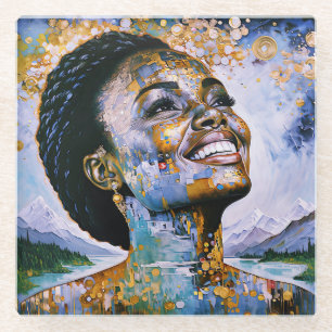 Harmonie in goud en lucht glazen onderzetter