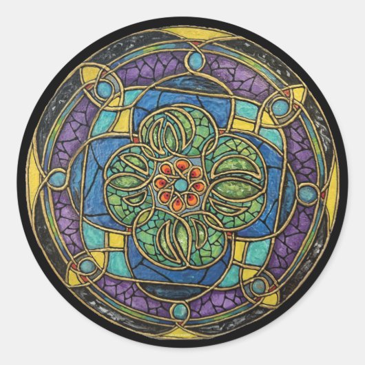 Harmonie in het licht van glas ronde sticker (Voorkant)