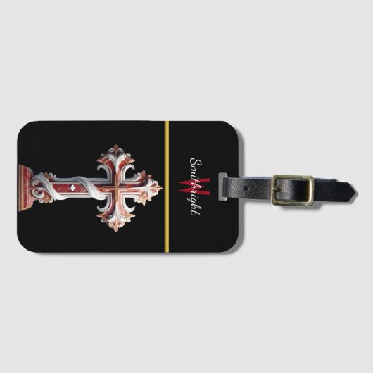 Harmonie in rood en wit bagagelabel (Voorkant (horizontaal))