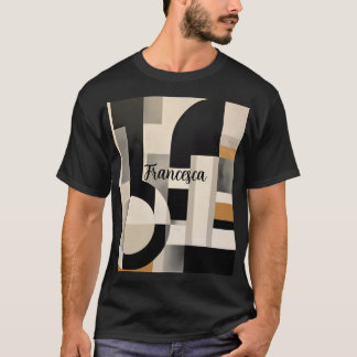 Harmonie in Schakeringen: Abstracte Compositie in T-shirt