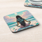 Harmonie Meditatie op het strand Bier Onderzetter (Linkerzijde)