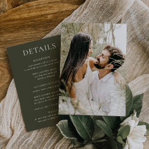 HARMONIE Olive Green Wedding Details Fotokaart Kaart