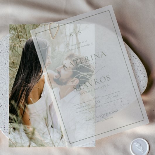 HARMONIE | Sage Green Wedding Vellum Uitnodigingen