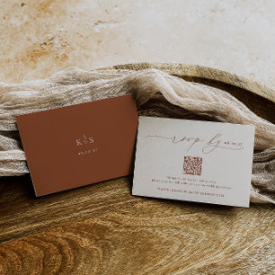 HARMONIE Terracotta minimalistische bruiloft QR- RSVP Kaartje