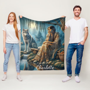 Harmonie tussen Indianen en wolven Fleece Deken