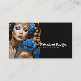 Harmonie van Blauwe en Gouden Bloemen op een Mooie Visitekaartje