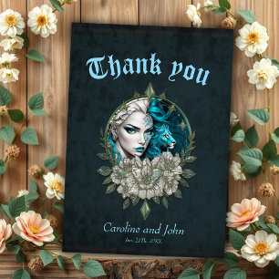 Harmonie van de elementen, de vrouw met de leeuw. bedankkaart