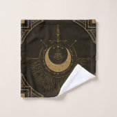 Harmonie van de elementen: maan, goud en geometrie bad handdoek (Wasdoekje)