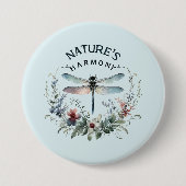 Harmonie van de natuur - Artistieke libel Ronde Button 7,6 Cm (Voorkant)