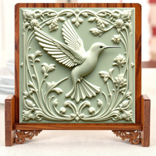 Harmonie verte de l'oiseau - carreaux en céramique