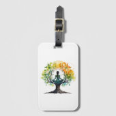 Harmonieuze Creature Mandala - Regenboog Waterverf Bagagelabel (Voorkant (verticaal))