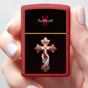 Harmonieuze mengeling kruis met rood en wit ontwer