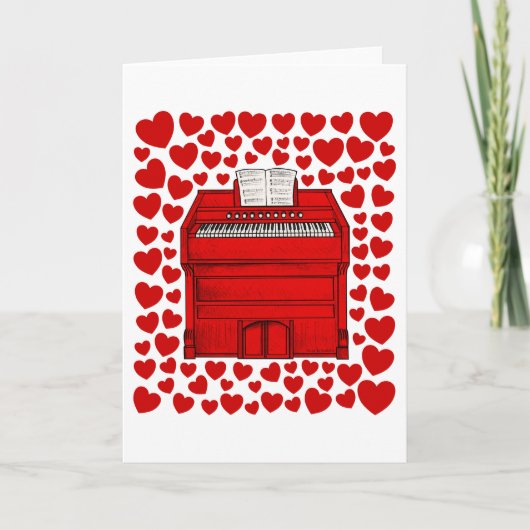 Harmonium met harten Valentijnsdag jubileumkaart Feestdagen Kaart (Voorkant)