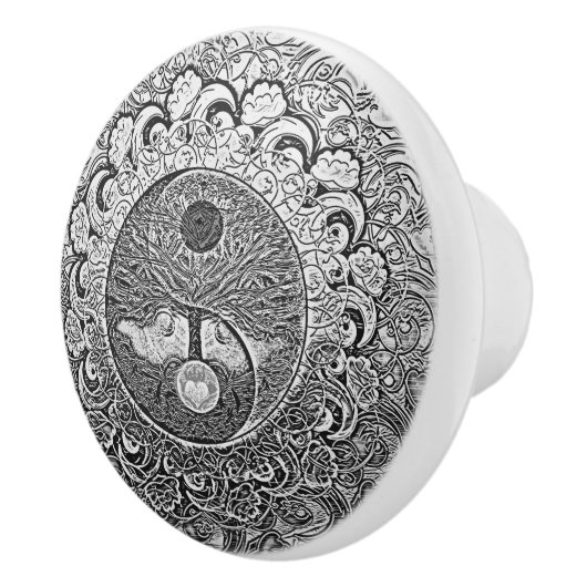 Harmony and Balance Silver Yin Yang Keramische Knop (Rechts)