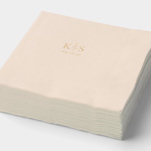 HARMONY Branch Monogram Huwelijk Folie Servetten (Detail)