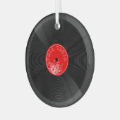 Harmony in Glass: Retro Vinyl Record Ornament (Voorkant links)