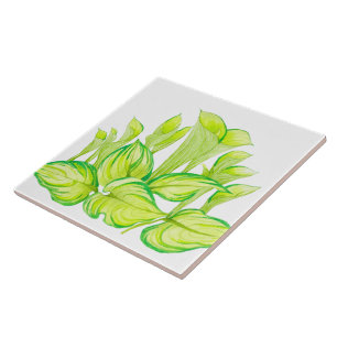 'Harmony in Green' op een keramische Tegel Tegeltje