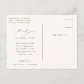 HARMONY Olijfgroen Script Trouwfoto Dank u Briefkaart (Achterkant)